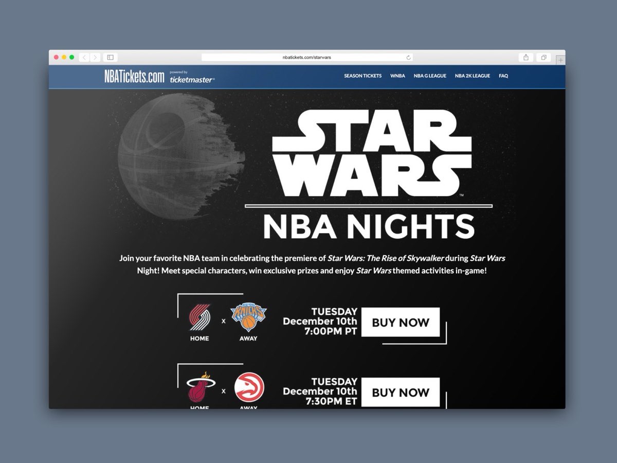 Star Wars NBA Nights creative